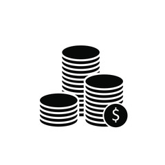 money icon, coins icon isolated in white background