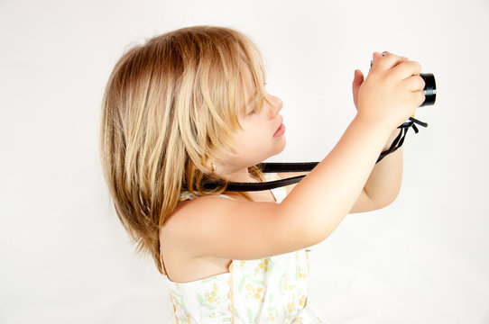 Smart Photographer LIttle Girl 5Y , White Background