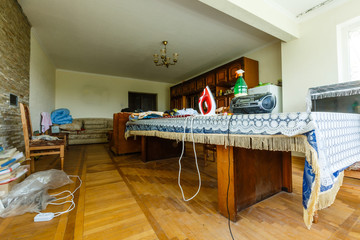 Devastated kitchen in a demolition house