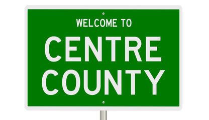 Rendering of a green 3d highway sign for Centre County