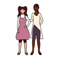 women faceless standing with different poses