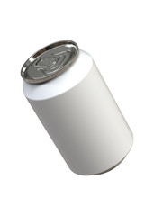 Perspective View of White Beer or Soda Can. 11oz,12oz, 330ml, 335ml, 33cl, 0.33l. 3D Mockup Isolated on White Background.
