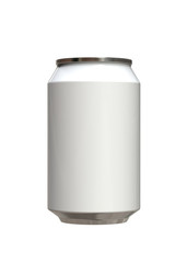 White Beer or Soda Can Mockup. 11oz,12oz, 330ml, 335ml, 33cl, 0.33l. 3D Illustration Isolated on White Background.