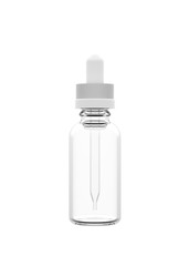 White Clear Dropper Bottle Mockup. 3D Illustration Isolated on White Background.