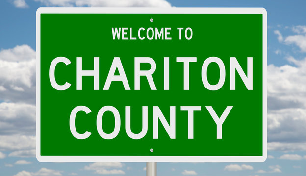 Rendering of a green 3d highway sign for Chariton County