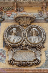 Facade decoration detail in the historic centre of Verona, Italy