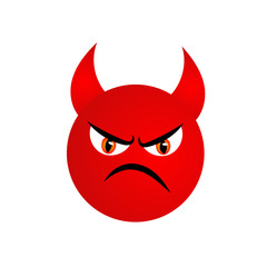 Angry emoticonal. Devil red evil icon. Vector illustration.