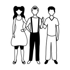 group of people faceless with different poses on white background