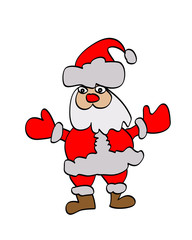 Santa Claus in a red coat on white background