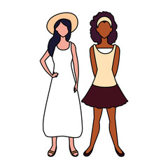 women faceless standing with different poses