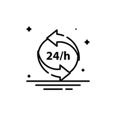 24 Hours Vector Line Icon