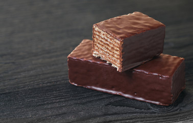 sweets chocolate waffles close-up