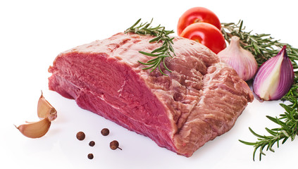 raw meat with vegetables and seasonings