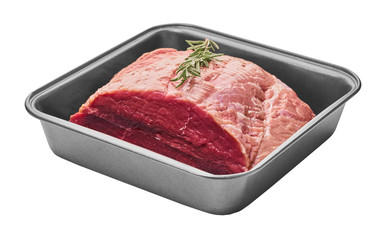 raw meat in a baking sheet