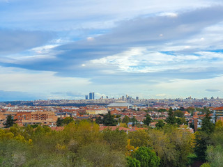 Fototapeta na wymiar Madrid city skyline seen from the Carabanchel neighborhood