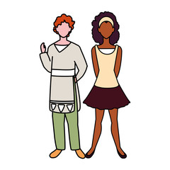 couple of people faceless on white background