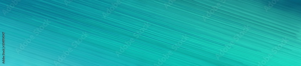 Poster wide banner background with line texture and light sea green, teal and turquoise colors and space fo