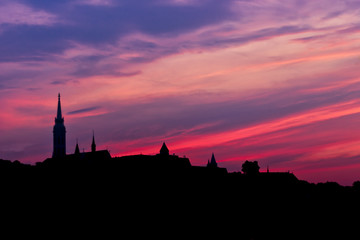 Fototapeta na wymiar silhouette of city at sunset