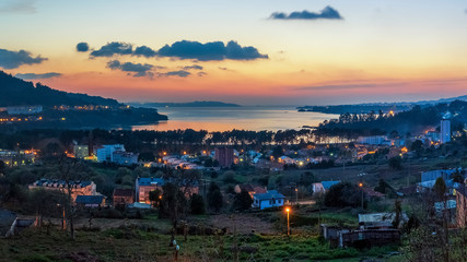 Obraz premium Ares Estuary at Dusk View from Cabanas La Coruna Galicia