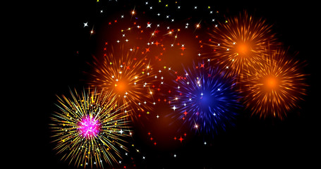 Beautiful fireworks in the sky with black background