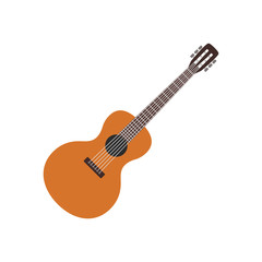Obraz premium Acoustic guitar six-stringed icon in a flat style.Vector illustration.