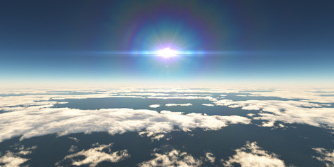 Fototapeta premium above clouds sun ray, 3d rendering