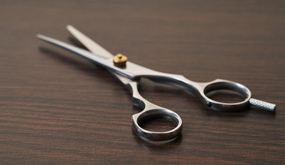 new hairdresser scissors close-up