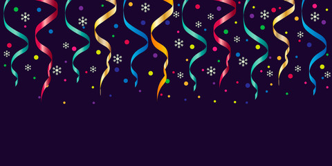 Set of carnival party confetti, serpentine and snowflakes decorations