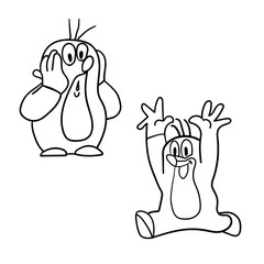 Krtek clipart, Krtek sketch, Krtek hand drawn, Krtek set, Krtek illustration on white