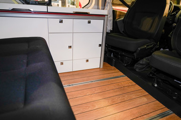 Recreational wooden vehicle interior motorhome camper van