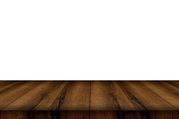 Empty wood table top on white  background for your product,display mockup template