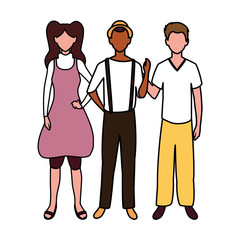 group of people faceless with different poses on white background