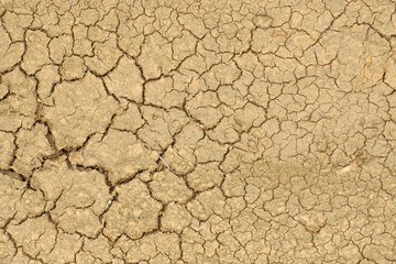 Surface Dry soil land and cracked ground texture background - light brown color - Top view                               
