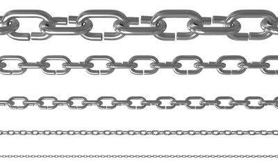 Obraz premium Set of chains isolated on white background