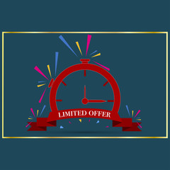 limited offer with clock for promotion. Label countdown of time for offer sale or exclusive deal. last minute offer with clock for promotion, banner, price. Label countdown of time for offer sale.