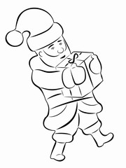illustration of Santa Claus holding a gift  , vector drawing