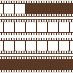 film strips on transparent background. Vintage cinema and photo tape. Retro film strips. Vector film strip