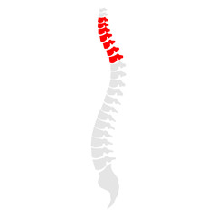 Backache. Back pain vector icon illustration isolated on blue background. Damaged Dorsal Disks