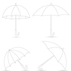 Umbrella design. Umbrella in different positions with a shadow.