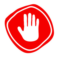 hand holding stop sign