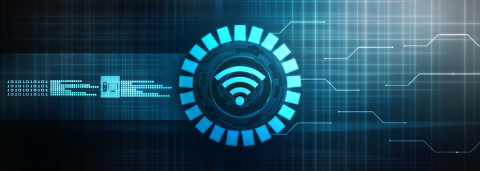 2d illustration WiFi symbol  network