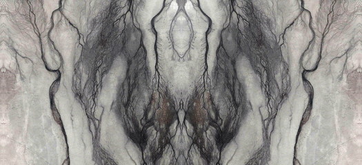 witch's hair,  abstract symmetrical photograph of the deserts of Africa from the air, aerial view,...