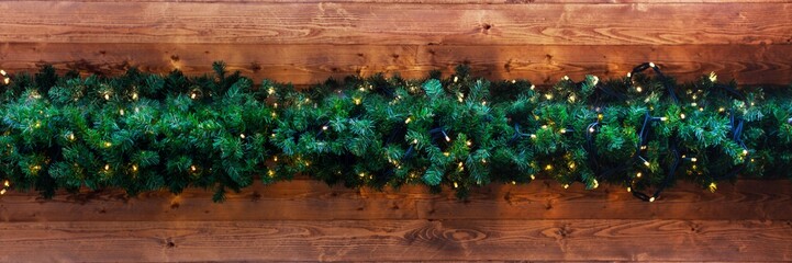 simple artificial christmas garland with lights