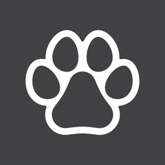 Animal paw print icon. Dog or cat paw print.