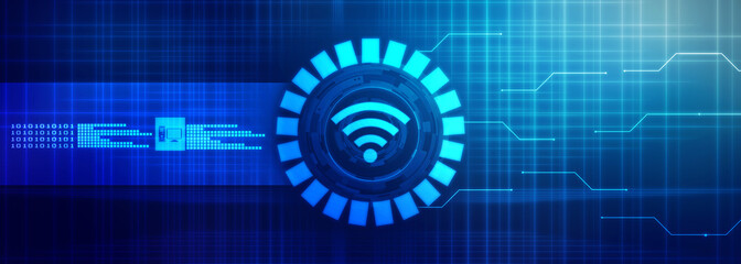 2d illustration WiFi symbol  network