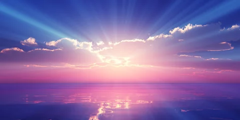 Verschönern Sie den Sonnenuntergang über dem Meer, Sonnenstrahl © aleksandar nakovski