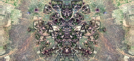 abstract symmetrical photograph of the deserts of Africa from the air, aerial view, abstract...