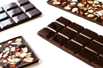 Handmade chocolate, assorted dark chocolate with nuts and goji berries.