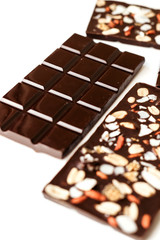 Handmade chocolate, assorted dark chocolate with nuts and goji berries.