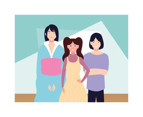 group of people smiling with different poses